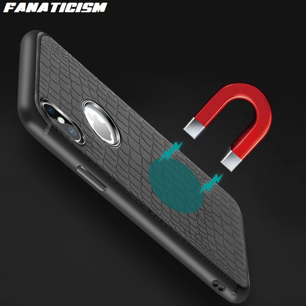 Fanaticism Magnetic Suction Soft Silicone Case For iphone X XR XS Max 6s 7 8 Plus Leather Pattern Adsorption Soft TPU Phone Cover