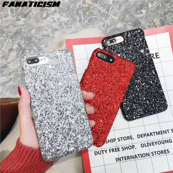 Fanaticism Case For iphone X XR XS Max 6s 7 8 Plus Luxury Bling Glitter Case For Ladies Hard Plastic Dazzling Glitter Cover