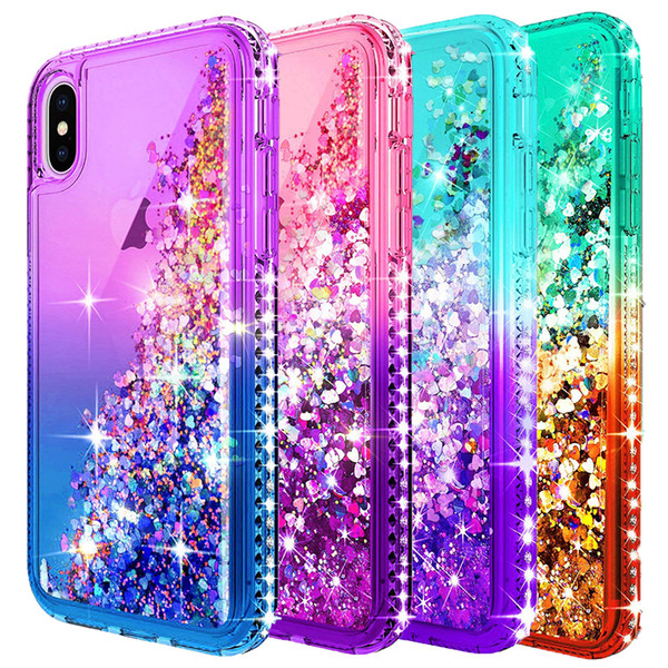 For Iphone XS Case Luxury Glitter Liquid Quicksand Sparkle Shiny Bling Diamond Cute Case For Iphone XR XS Max for Samsung S10 S10 Plus