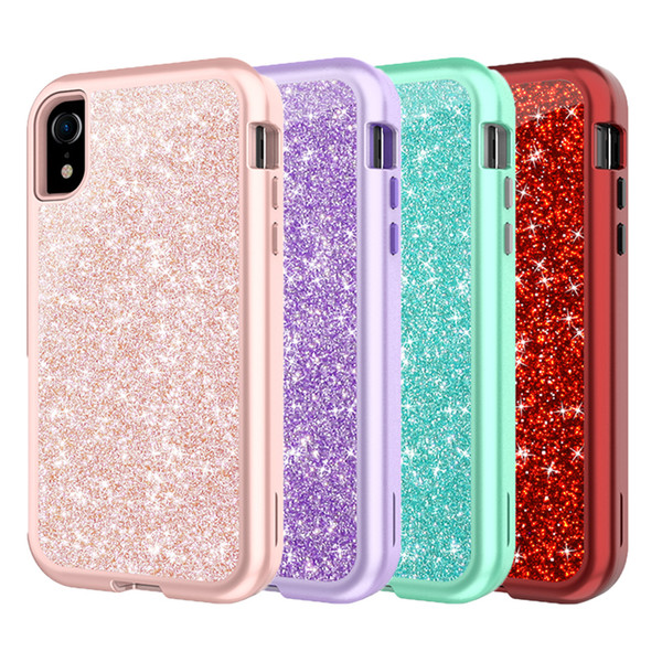 For Iphone XR Case Luxury Glitte Bling 3in1 Heavy Duty Hybrid Armor Defender Case For iPhone XR XS Max