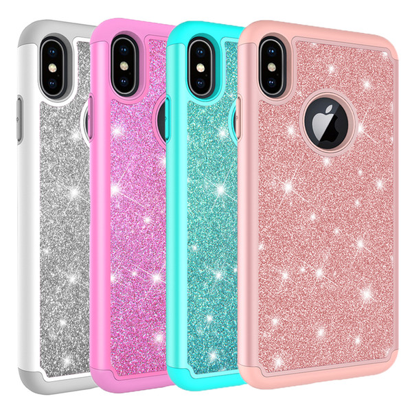 For iPhone Xs Max Case Women Luxury Glitter Shiny Bling Hybrid Soft TPU & Hard PC Back Cover Phone Case for Iphone Xr