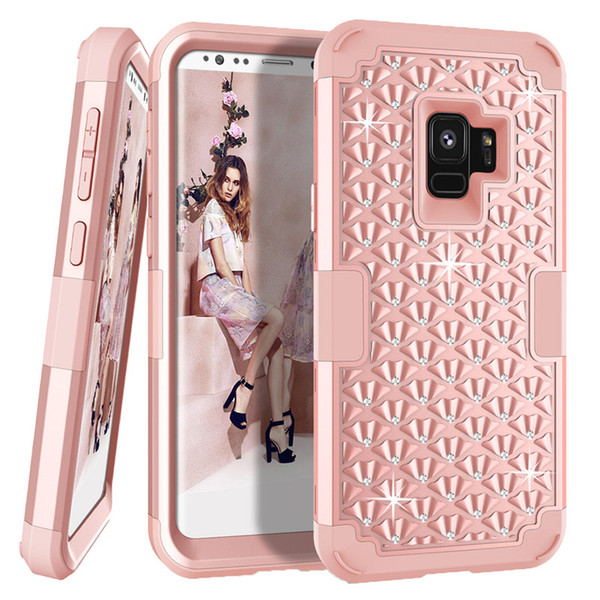 For Samsung Note 9 Case Diamond Bling Rhinestone Hybrid Heavy Duty Shockproof Full-Body Protective Case For Samsung Galaxy Note 9 S9 S9plus