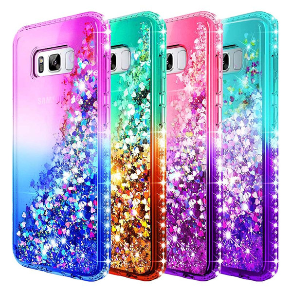 For Samsung S8 Plus Case Luxury Glitter Liquid Quicksand Bling Diamond Phone Cases For Samsung Galaxy S10 S10 plus S8 S9