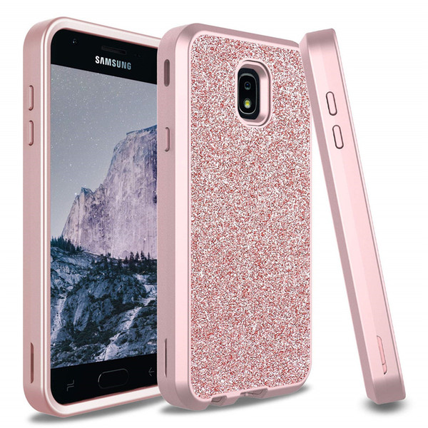 For Samsung J7 2018 Case Luxury Women Bling Glitter Cover Heavy Duty Hybrid Full-Body Protective Cover Defender Case For Samsung J7 Refine