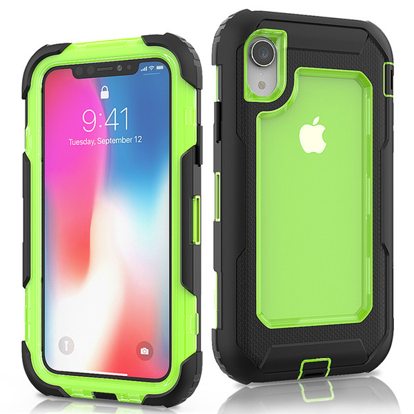 For Iphone Xr Defender Case 3in1 Clear High Impact Heavy Duty Hard Rugged Rubber Case Cover with Clip for iphone XR XS Max