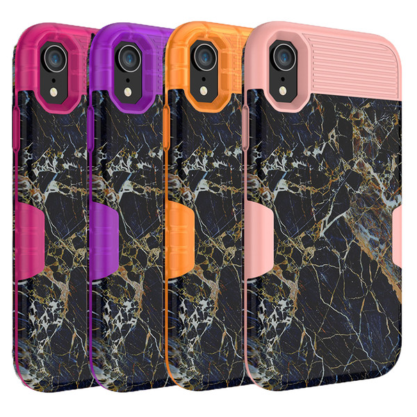 For Iphone Xr Marble Case 3in1 Heavy Duty Hybrid Full-Body Protective Cover Phone Cases For iPhone Xr Xs Max