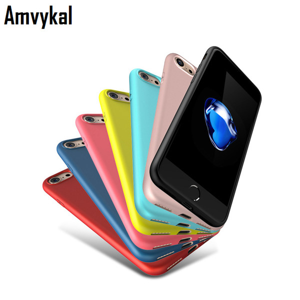 Amvykal For iphone 6 6S 7 Plus Case Ultra-thin 0.6mm Soft TPU Matte Case Candy Jelly Color Soft Gel Silicone Cover