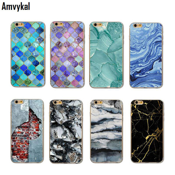 Amvykal For iphone X XR XS Max 5s SE 6s 7 8 Plus Case Marble Stone Painted Case Soft TPU Silicone Matte Cover