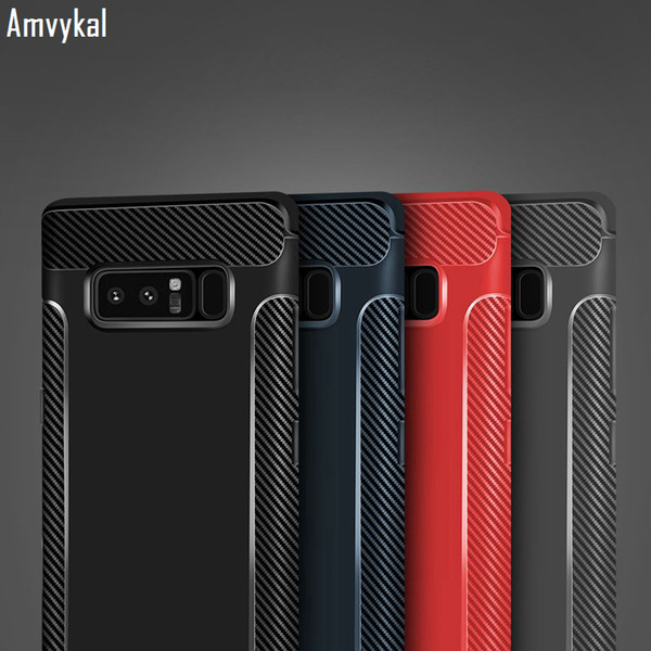 Amvykal For Samsung S10 S9 S8 Plus S10e Note 9 iphone XR XS Max Carbon Fiber Matte Case Soft TPU Shockproof Phone Cover