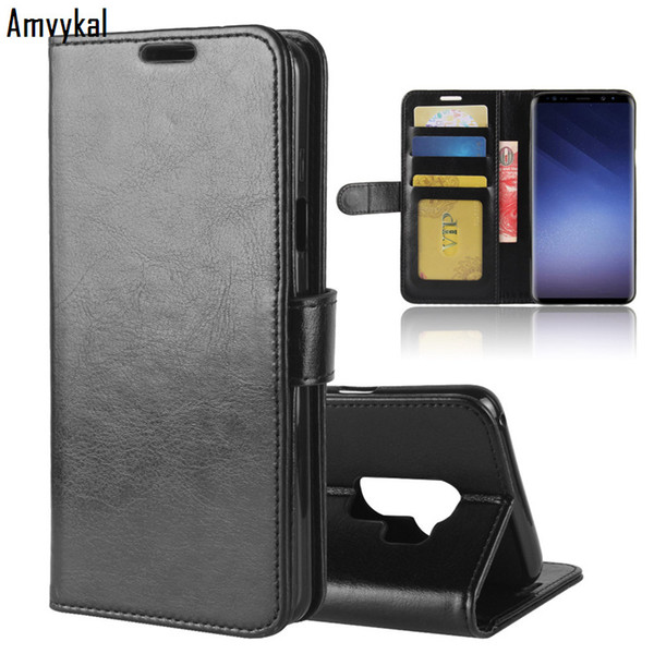 Amvykal Luxury Leather Wallet Flip Cover For Samsung S10 S10e S9 S8 A6 A8 A9 J4 J6 Plus Note 9 8 Phone Cases