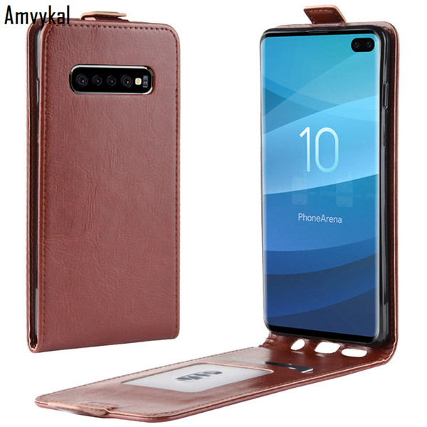 Amvykal Leather Wallet Vertical Flip Case For Samsung S10 S10e S9 S8 Note 9 8 J4 J6 Plus Business Leather Phone Cover