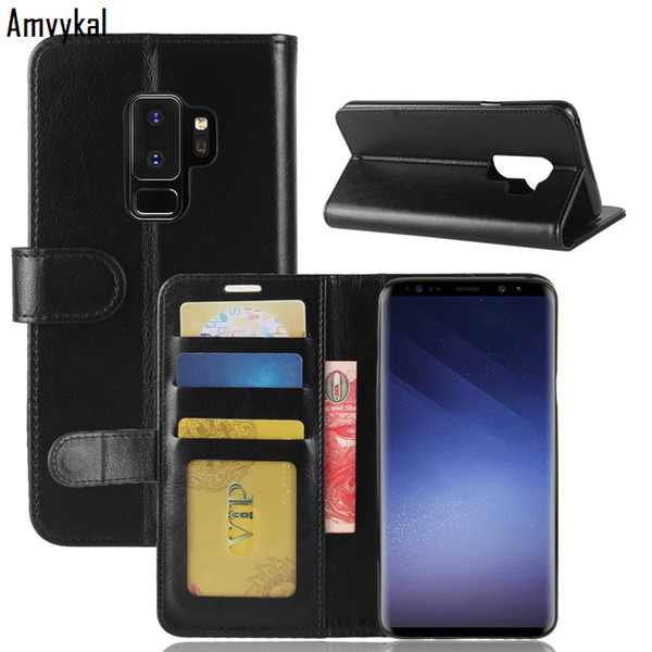 Amvykal Business Wallet Leather Case For Samsung S10 S10e S9 S8 A6 A8 A9 J4 J6 Plus Note 9 8 Flip Phone Cover