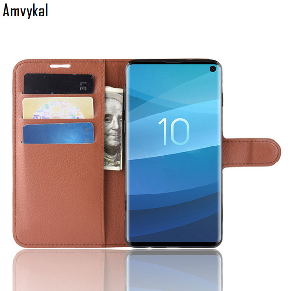 Amvykal For Samsung S10 S10e S9 S8 S7 S6 Edge Plus Galaxy J Series Note9 Case Leather Stand Wallet Flip Book Cover Coque