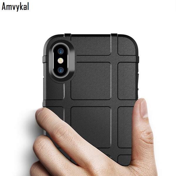 Amvykal Rugged Shield Phone Cases For iphone XR X XS Max 6 7 8 Samsung S10 Plus S10e Matte Soft Silicone Armor Cover