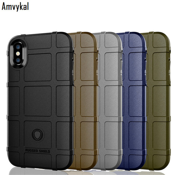 Amvykal Luxury Rugged Shield Armor Cover For iphone XR X XS Max 6 7 8 Samsung S10 Plus S10e Shockproof Soft Silicone Case