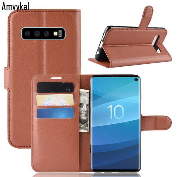 Amvykal For Samsung S10 S10e S9 S8 S7 S6 Edge Plus Galaxy Note A/J Series Wallet Flip Cases Luxury Stand Leather Cover