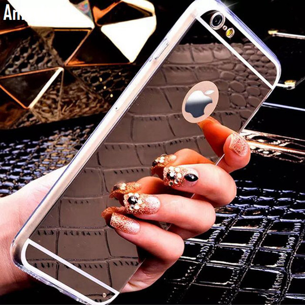 Amvykal For iphone X XR XS Max SE 6s 7 8 Plus Samsung S9 S8 Note Plating Bling Mirror Case Soft Silicone Cover