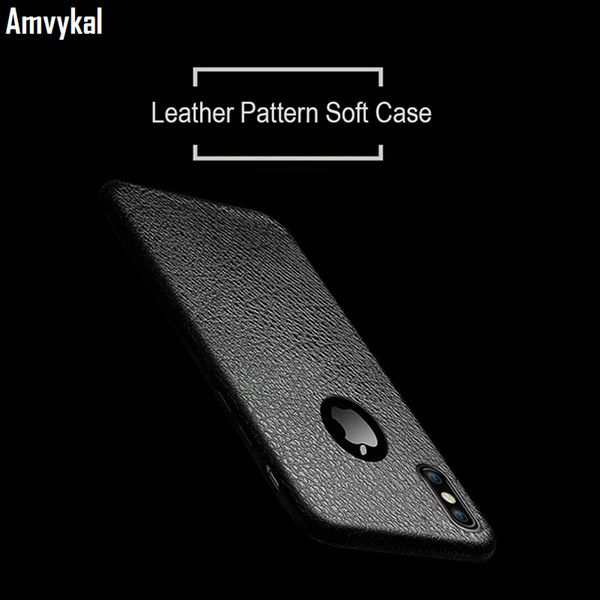 Amvykal For iphone X XR XS Max 5 SE 6 7 8 Plus Ulta-thin Soft TPU Cover Leather Pattern Soft Silicone Phone Cases