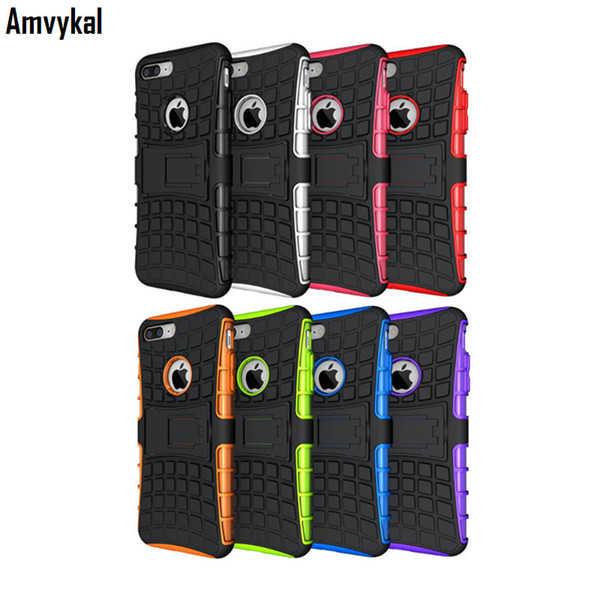 Amvykal For iphone 8 7 6 6s Plus Cover Spider Man Soft TPU+ Hard Plastic Stand Holder Armor Robot kickstand Case