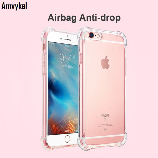 Amvykal For iphone X XR XS Max 5s SE 6s 7 8 Plus Case Soft TPU Anti-knock Clear Case Thicken Soft Silicone Cover