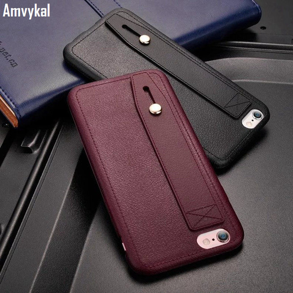 Amvykal For iphone X 5 5s SE 6 6s 7 8 Plus Case Imitation Leather Soft TPU Case Kickstand Stand Soft Silicone Cover