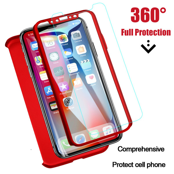 For iPhone 5s SE 6 6s 7 8 Plus X XR XS MAX samsung phone Case 360 Degree Full Protective With Glass Cover