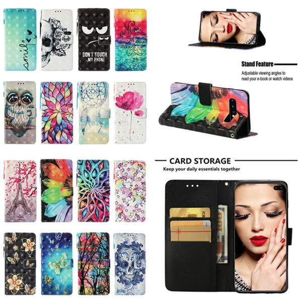 3D Painting Wallet Flip PU Leather Cover Case For Samsung Galaxy S10 Galaxy S10+ S10 Plus S10e (S10 Lite) luxury iphone Phone Case