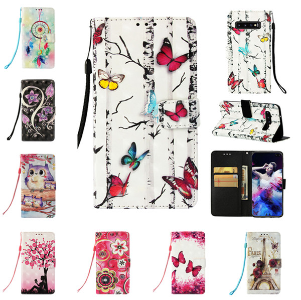 3D Painting Wallet Flip PU Leather Cover Case For Samsung Galaxy S10 Plus S10e S10 Lite Note9 S9 Plus S6 iphone Phone Cases