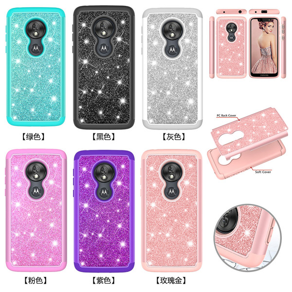 For iphone samsung Motorola Moto G7 Power G7 Play G7 Plus Z4 Play G6 Play 2-in-1 TPU drill powder 360° protection phone case