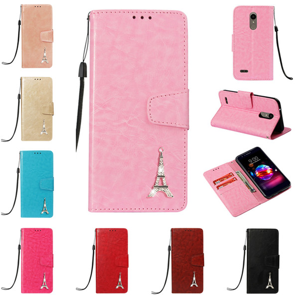 Paris tower For LG K10 K8 2018 G7 K7 K10 2017 Flip cover leather iphone samsung phone case with TPU shell card slot