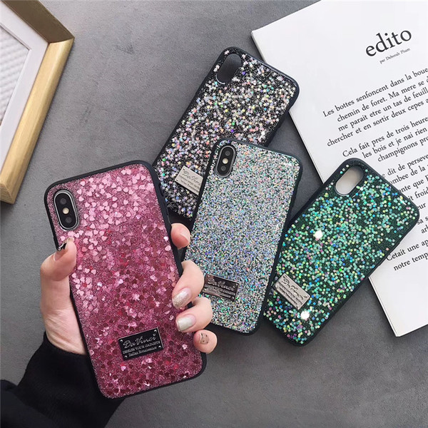 DHL Free EGEEDIGI luxury shiny phone case for iPhone XS MAX XR X 7 Plus 8 6 6S Plus back cover flash Bling shiny for Iphone X case