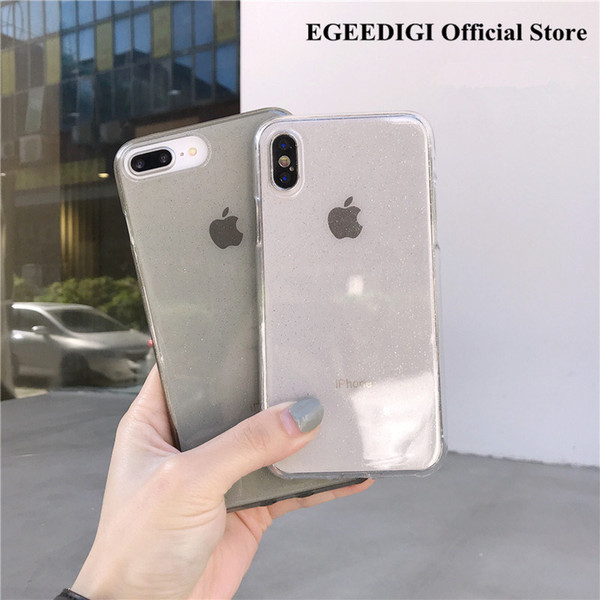 EGEEDIGI Super Anti-knock Soft TPU Shiny Transparent Clear Phone Case Protect Cover Shockproof Soft Cases For iPhone 6S 7 8 plus X XR XS Max