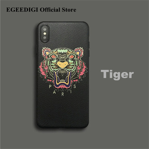 EGEEDIGI new tiger soft TPU phone case for iPhone Xs Max Xr 7 plus 6 6S plus 8 8plus X Ultra-thin phone case free beautiful packaging