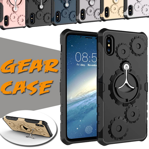 Mechanical Gear TPU+PC Hybrid Armor Running Armband Stand Holder Cover Case For iPhone XS Max XR X 8 7 6 Plus Samsung Galaxy Note 9 S9 S8 S7