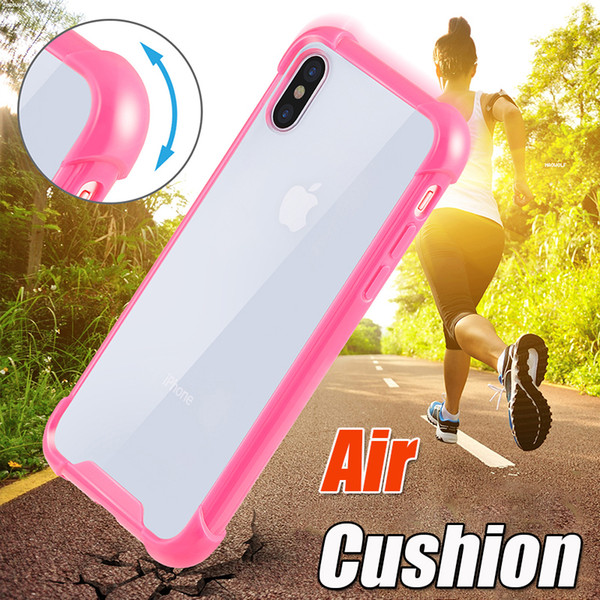 Air Cushion Cases Hybrid TPU+PC Transparent Bumper Crystal Clear Shockproof Protective Back Cover Case For iPhone X 8 7 Plus Samsung S8