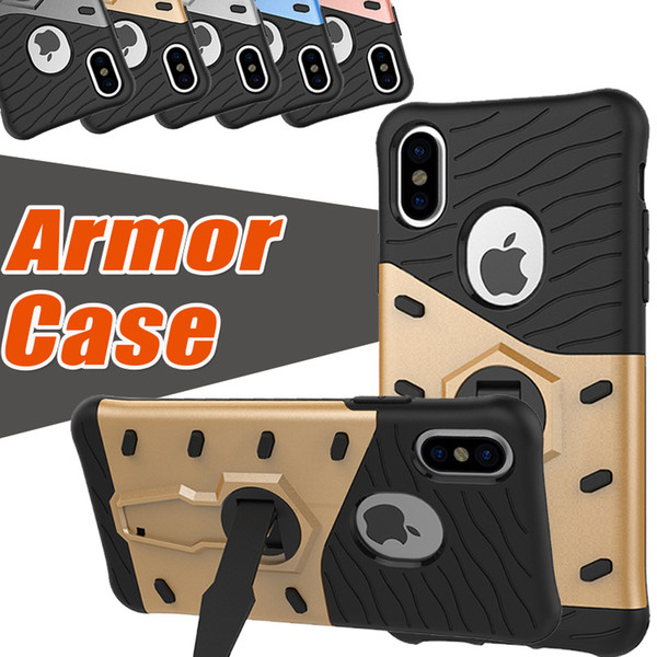 360 Degree Rotary Armor Gear Case TPU+PC Hybrid Cases Shockproof Stand Holder Kickstand Cover For iPhone X 8 7 6 Plus Samsung S8 Plus Note 8