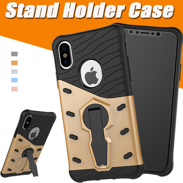 360 Degree Rotary Armor Gear Case TPU+PC Hybrid Anti-shock Stand Holder Kickstand Cover For iPhone X 8 7 6 Plus Samsung S8 Plus Note 8