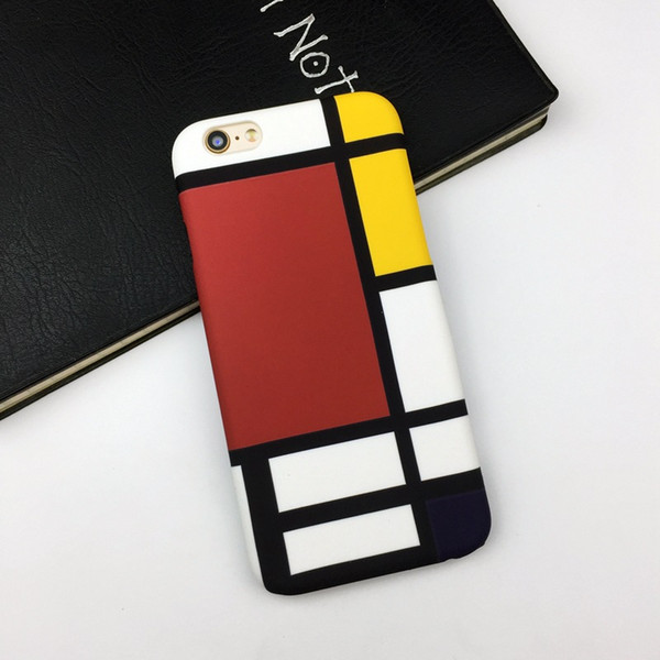 Literature and Art Geometric Phone Case for iPhone XSMAX/XR Creative Plaid Water Sticker for 7Plus/6s PC Case