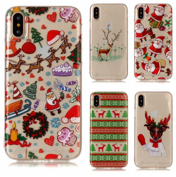 Christmas Elk Picture Phone Case for iPhone X/XS/XR Cartoon TPU Soft Protector 5/5s/5se/7s/8s Back Cover