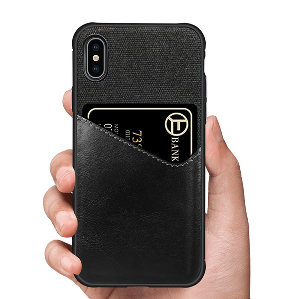 Sainboat iPhone Xs Plus Leather and Cloth Card Pocket Design Fashion Case for iPhone X/XR/6s