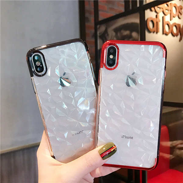 Electroplate Geometry Crystal iPhoneX Soft Case Full Edge Gradient Color 7Plus/6s Girl Fashionable Phone Case