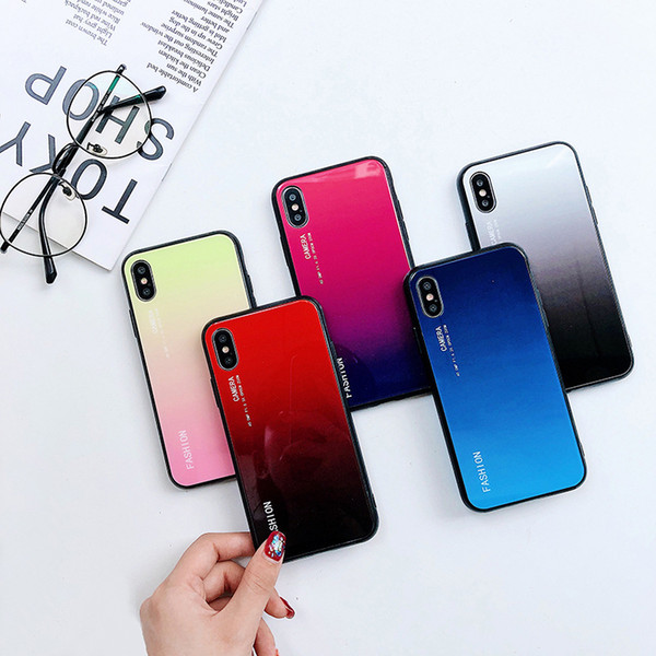 For iPhoneXSMAX Gradual Acrylic Colored Drawing Phone Case for OPPO/VIVO/IPhone 7/8/6s/XR Back Cover