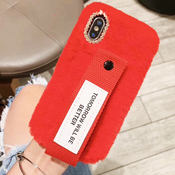 Wool Wrist Strap Phone Back Cover in Winter and Autumn for iPhone XSMAX/XR Personality TPU case for 7/8plus