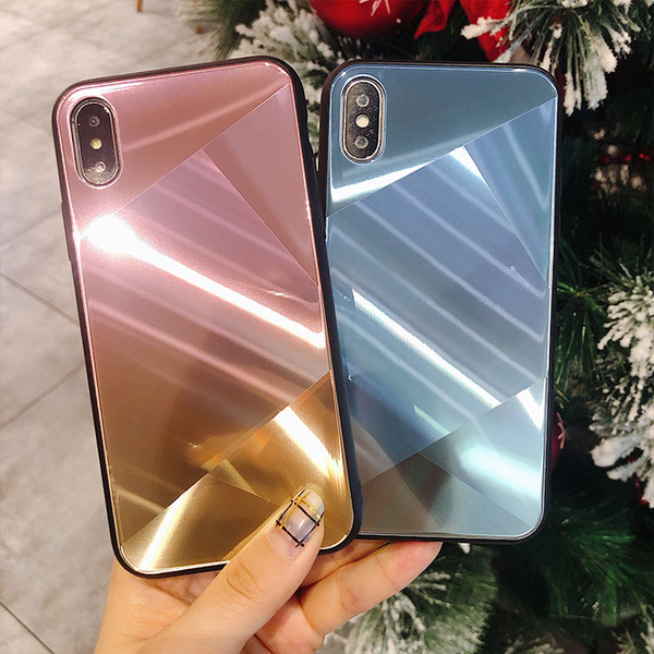 New 3D Diamond Phone Case for iPhoneXSMAX Gradient Glass Mirror for 678plus Back Cover XR Protector