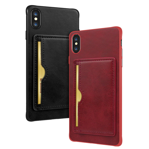 Multi-functional for iPhone 7plus Mobile Phone Stand Card Slot Soft Edge for iPhone XS/XR/Xsmax Back Cover