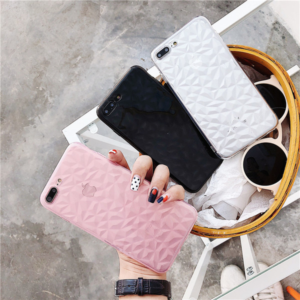 Stylish Water Cube iPhone X Phone Case 8/6s Pure Color Soft TPU Diamond Technology for 7P 8P