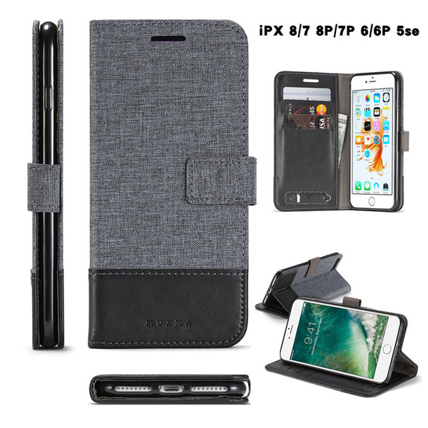 Flip Wallet Style Phone Case High Quality PU Material for iPhone5 6 XS Xsmax Sony Contrast Color Case