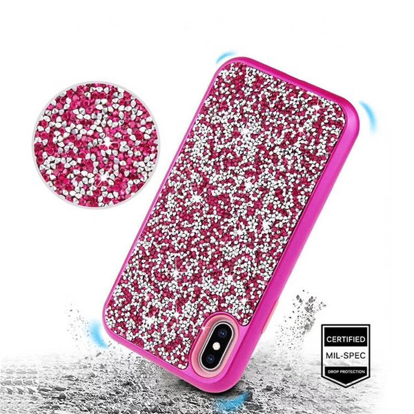 Free Shipping 3 in 1 PC Silicon 360 Protector Defender Glitter Phone Cases for iPhone XR XS MAX 8 7 6 Plus