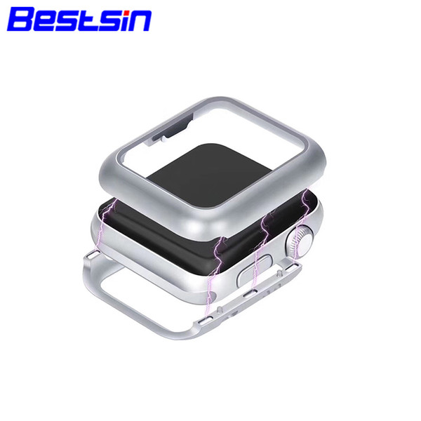 Bestsin Magnetic Adsorption Aluminum Frame Built-in Magnet Metal Protective Cover For For Apple Watch Series 1 2 3 4 38mm And 42mm