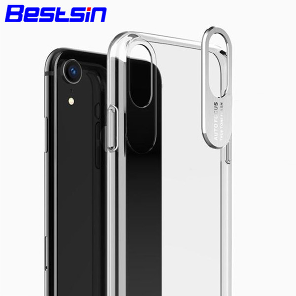 Bestsin Clear Auto Focus Metal Soft TPU Transparent Full Protective Back Cover Phone Cases For iPhone XR XS Max XS X